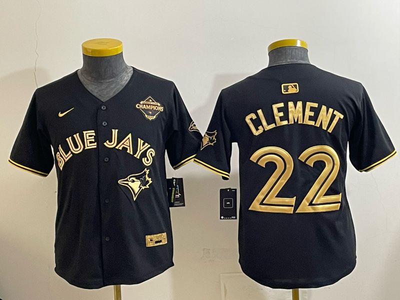 Youth Nike 2026 Toronto Blue Jays #22 Clement black gold Game MLB Jersey 1211->youth mlb jersey->Youth Jersey